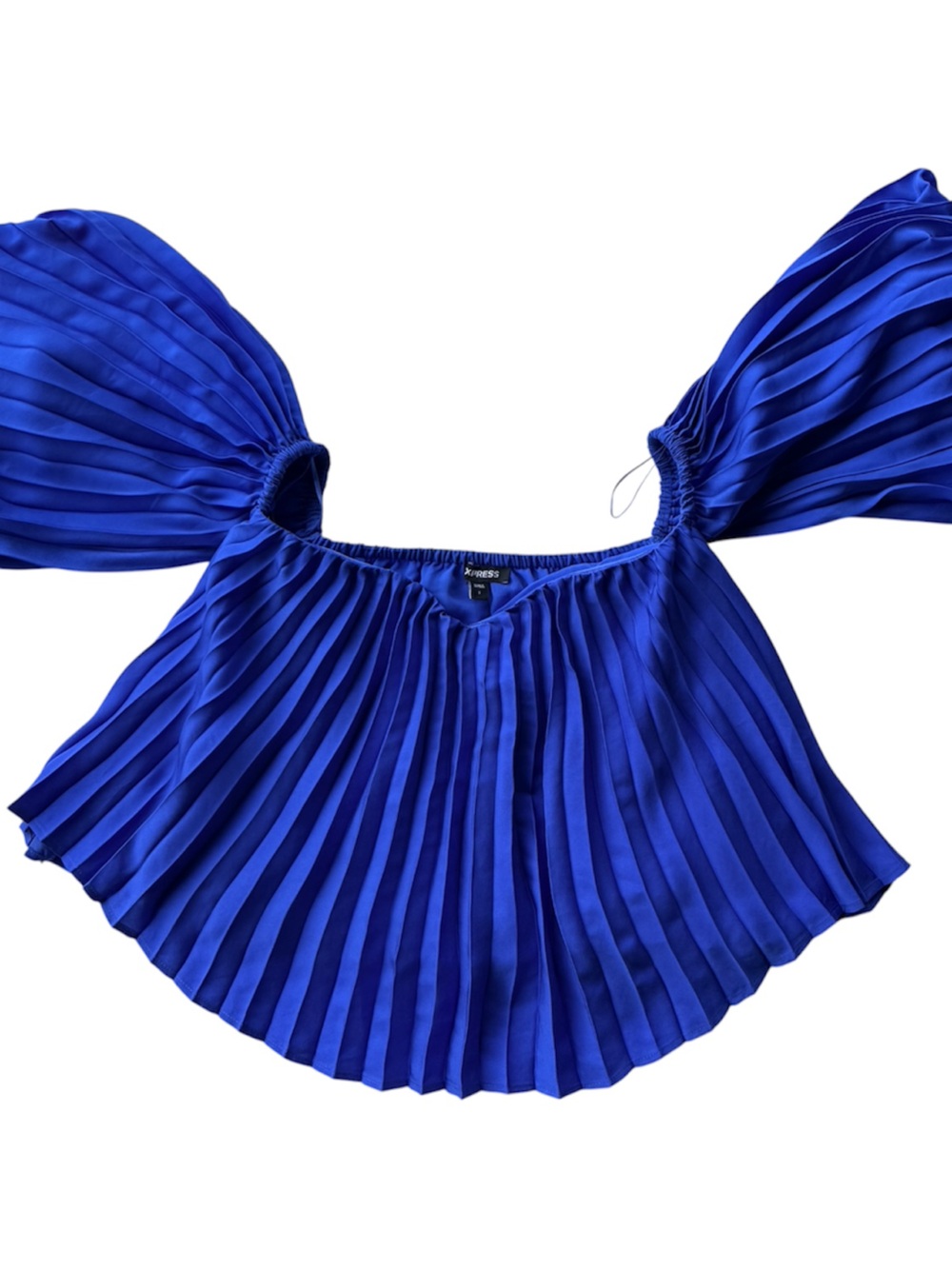 Express Royal Blue Pleated Off-Shoulder Top
